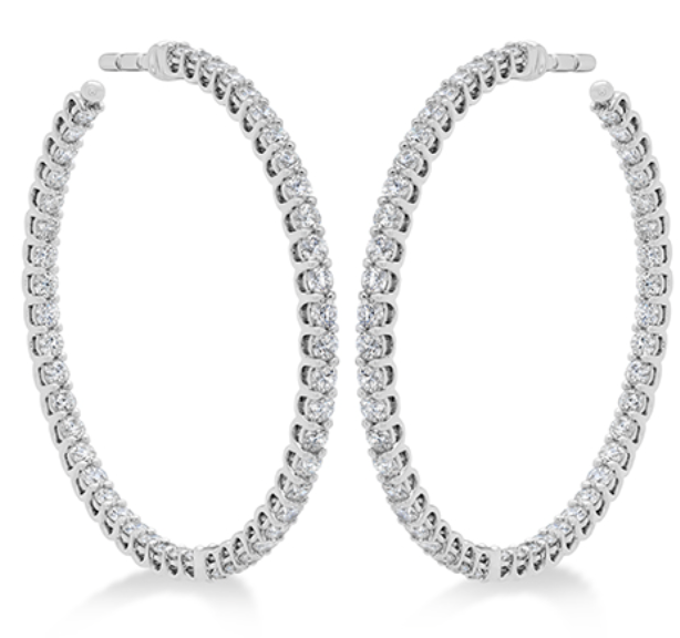 A white gold diamond hoops