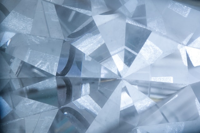close-up of a diamond’s facets