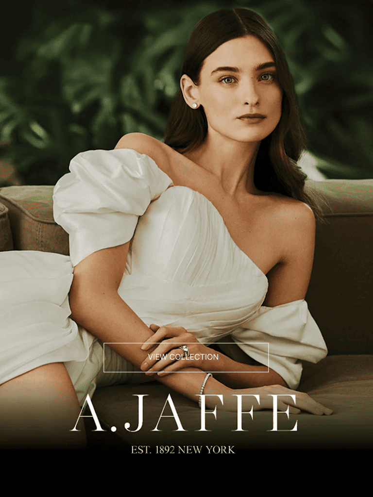 A.Jaffe featuring bridal rings and a model