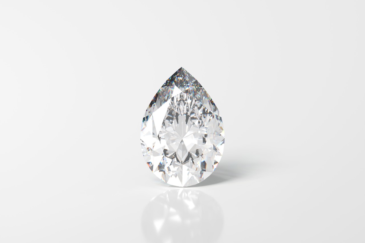 loose pear diamond on white background