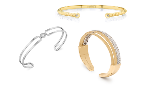 A selection of bangle bracelets from popular designs, each available at Rogers Jewelry Co.