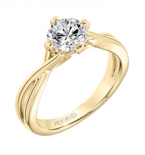 A yellow gold Kennedy Engagement Ring from Artcarved, available at Rogers Jewelry Co. 